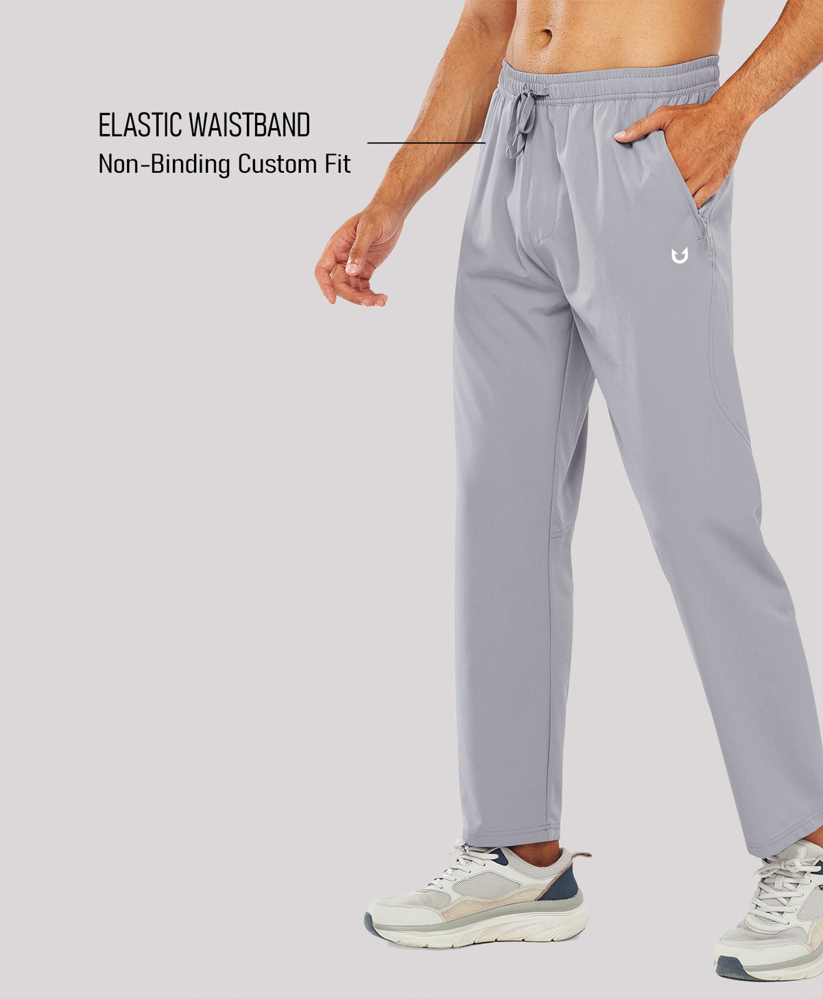 
Men's Lightweight Running Pants with Zipper Pockets — Stone