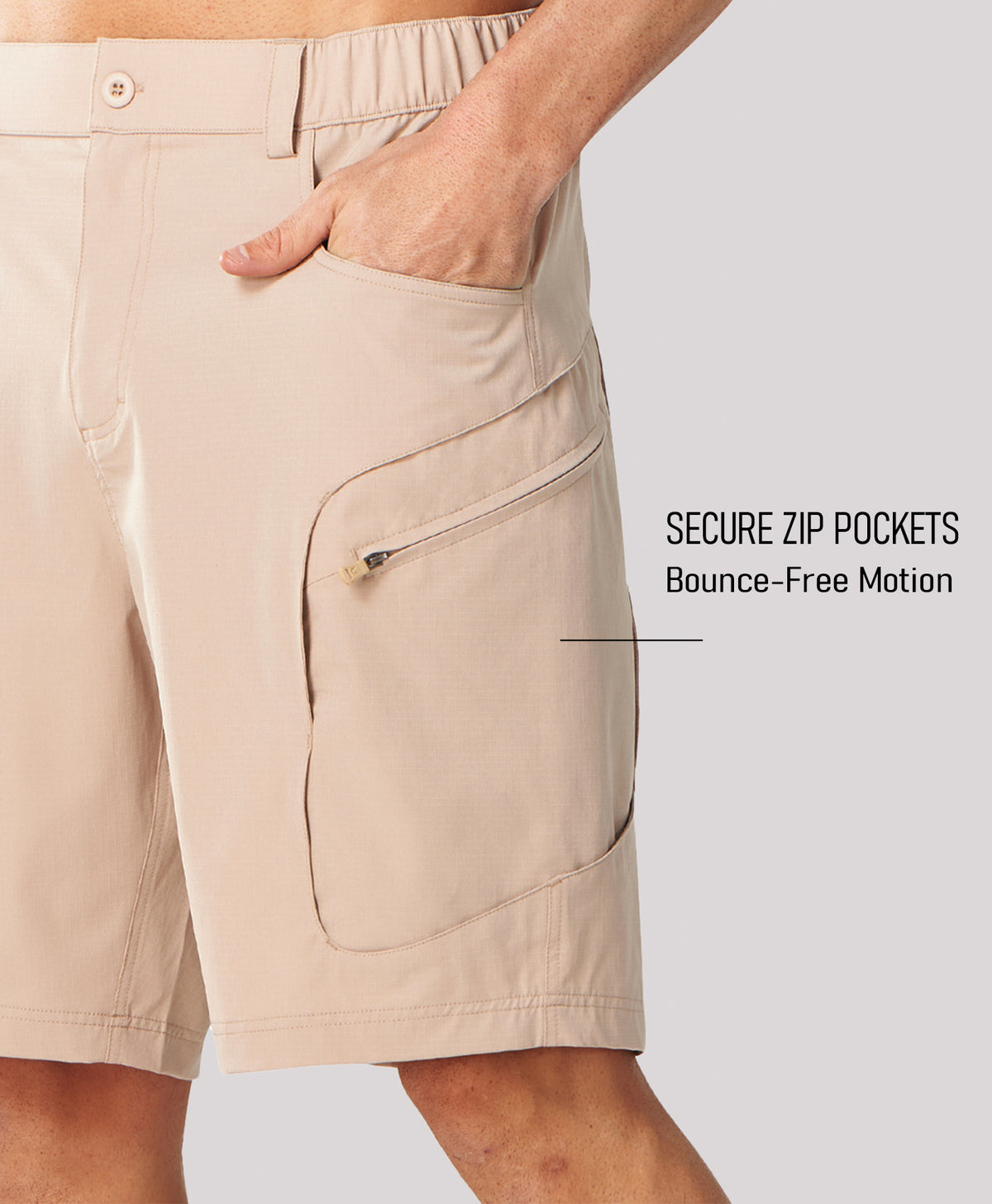 
Men's 9" Water-Resistant 4 Pockets Cargo Hiking Shorts — Khaki