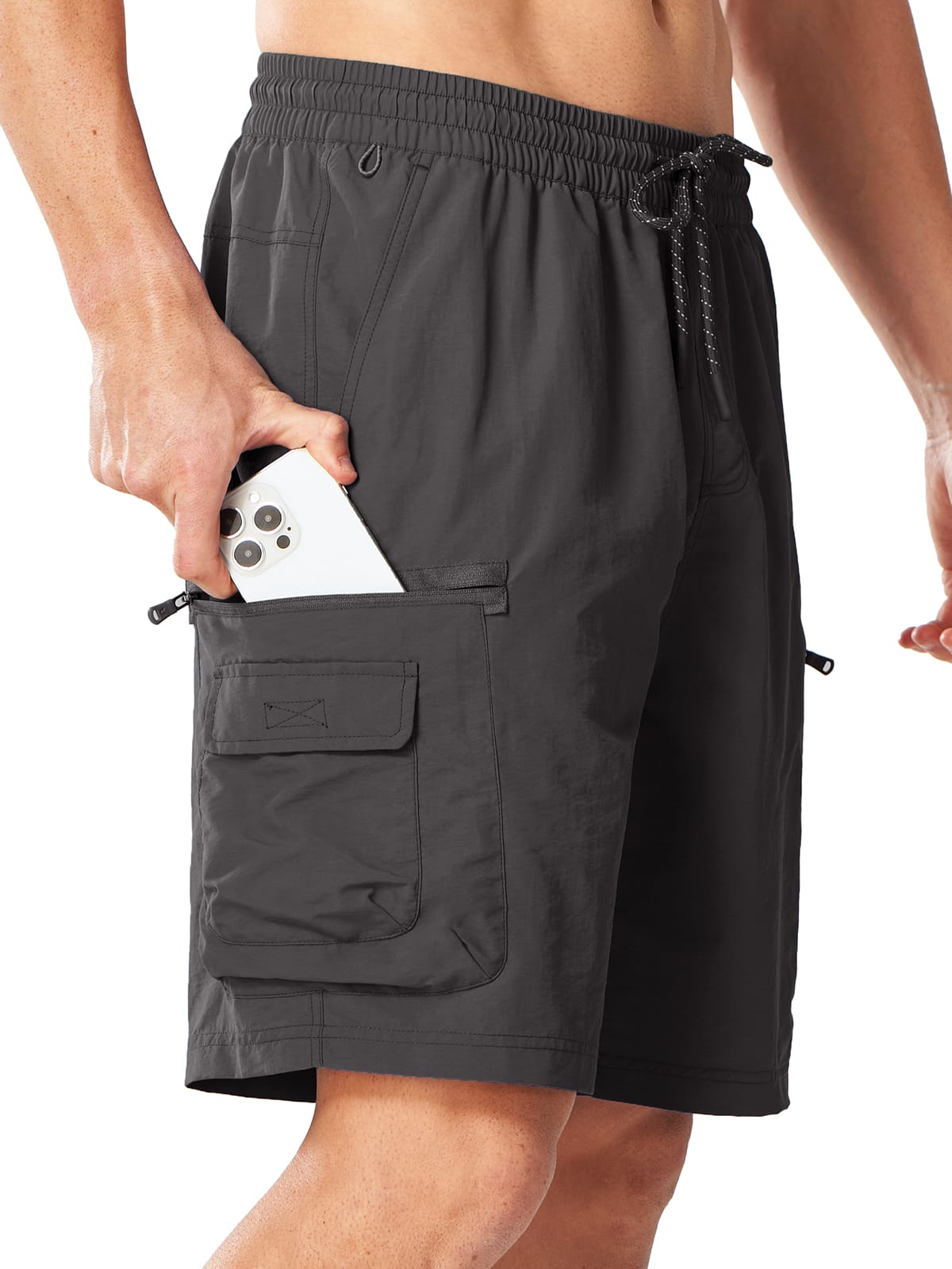 Darkgrey Lightweight Outdoor Summer Shorts - Side Profile