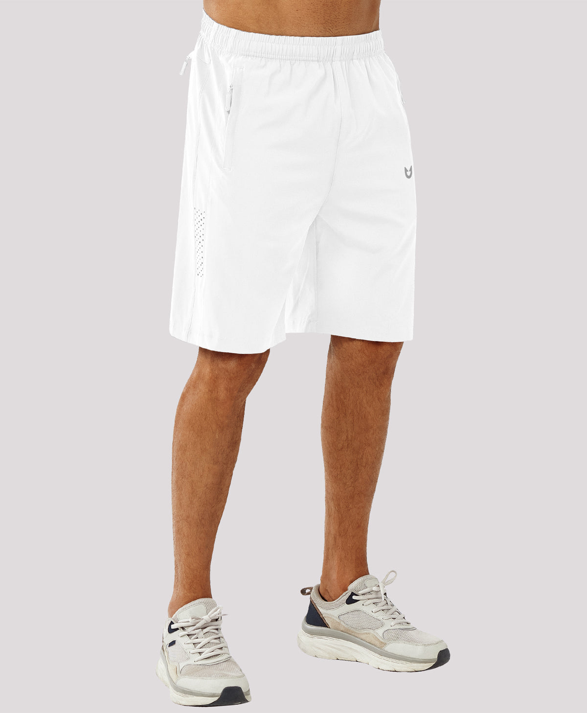 
Men's Hiking 9 Inch Inseam Athletic Shorts Quick Dry Fit Gym Workout — White