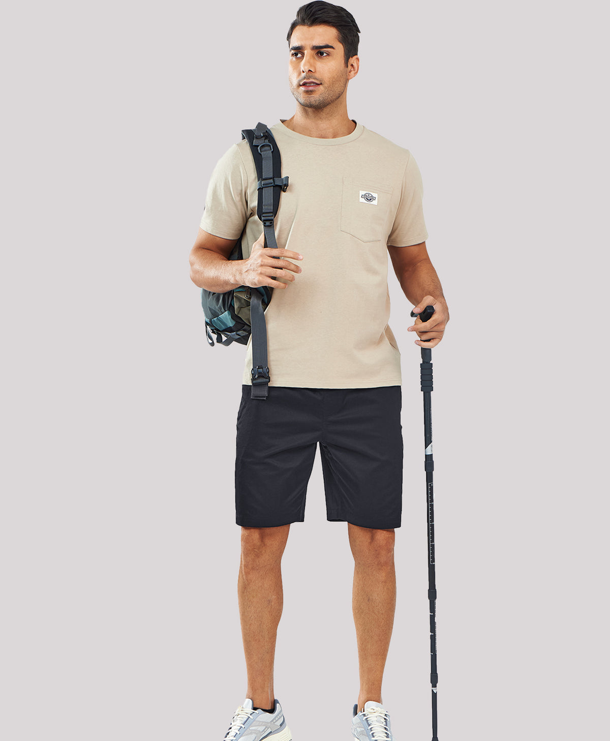 
Men's 9" Cotton Flat Front Hiking Shorts with Zipper Pockets — black