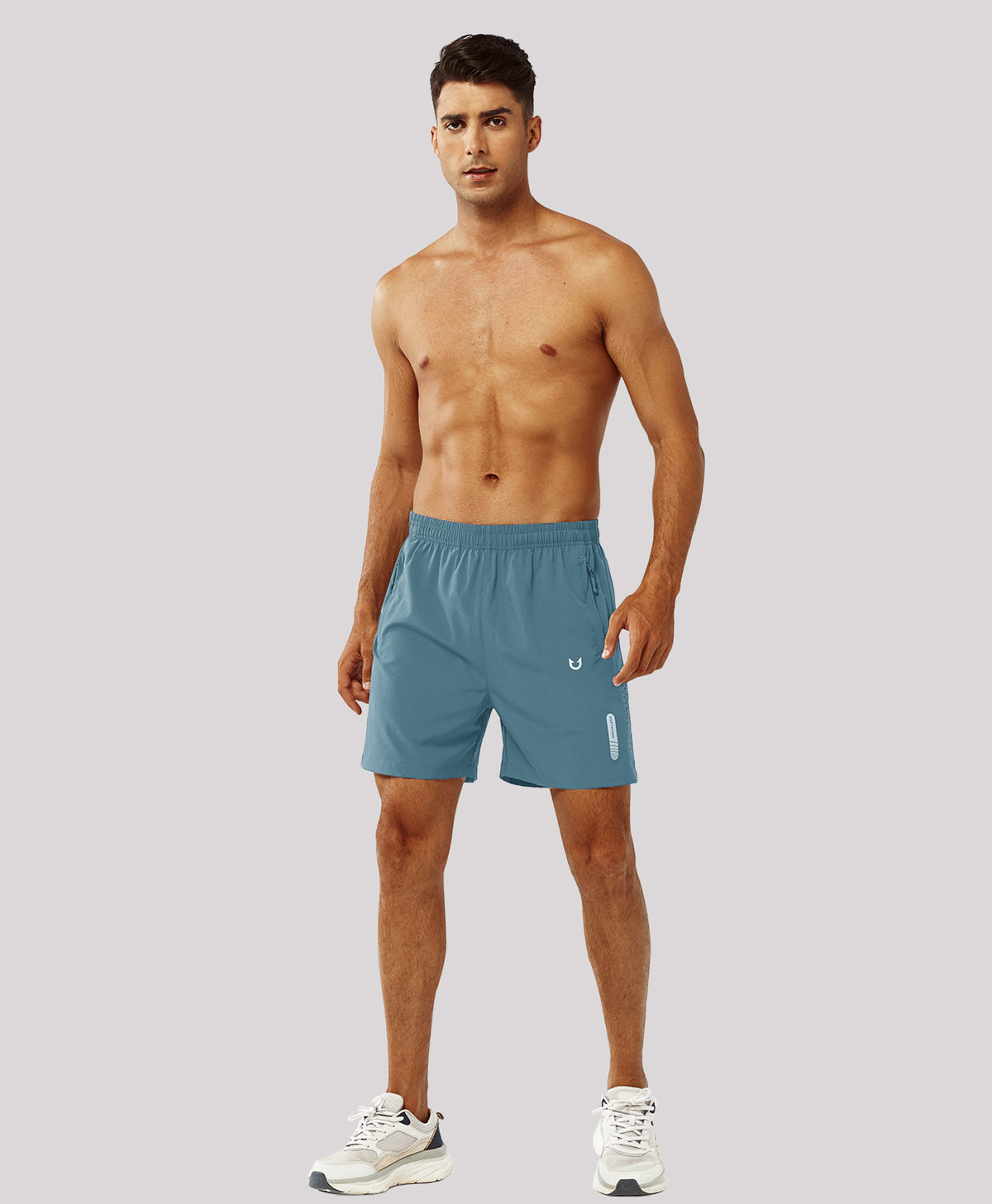 
Men's Moisture Wicking 5-Inch Hiking Shorts & Lightweight Sweat Shorts — Grey Blue