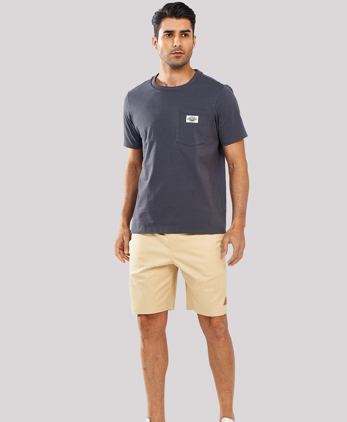 
Men's 9" Cotton Flat Front Hiking Shorts with Zipper Pockets — Light Khaki