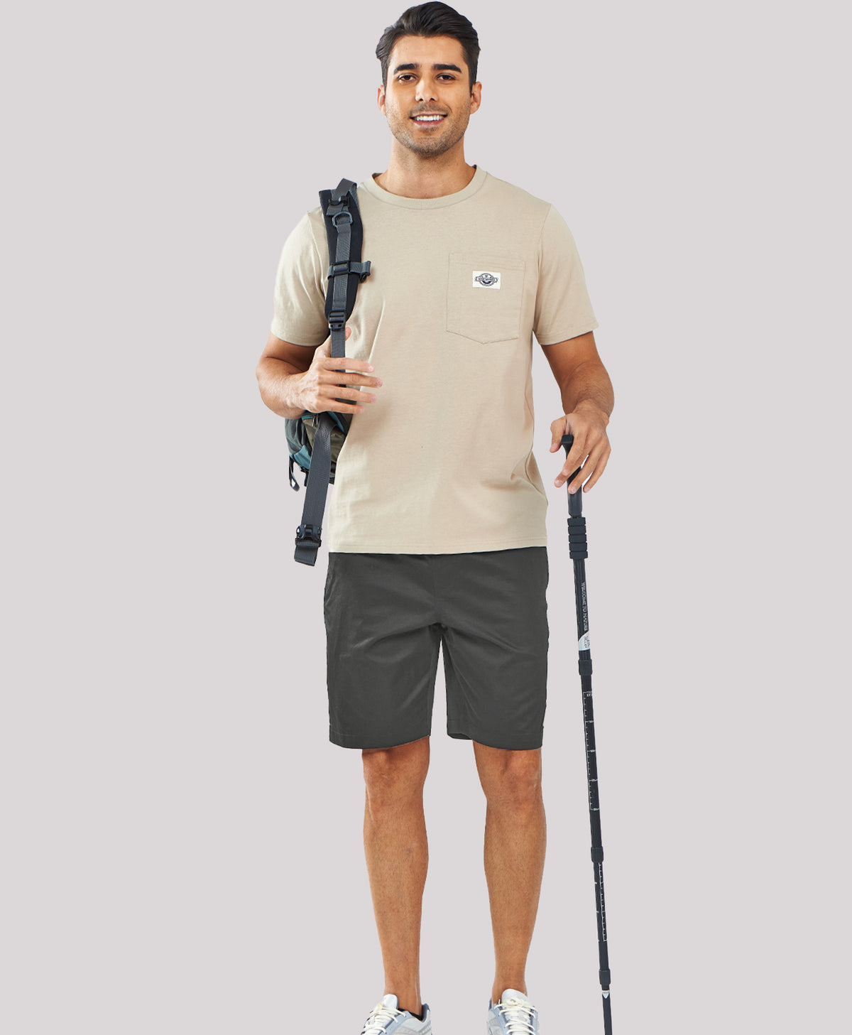 Northyard Men's 9" Cotton Flat Front Hiking Shorts with Zipper Pockets Soft Stretch for Outdoor
#color_Darkgrey