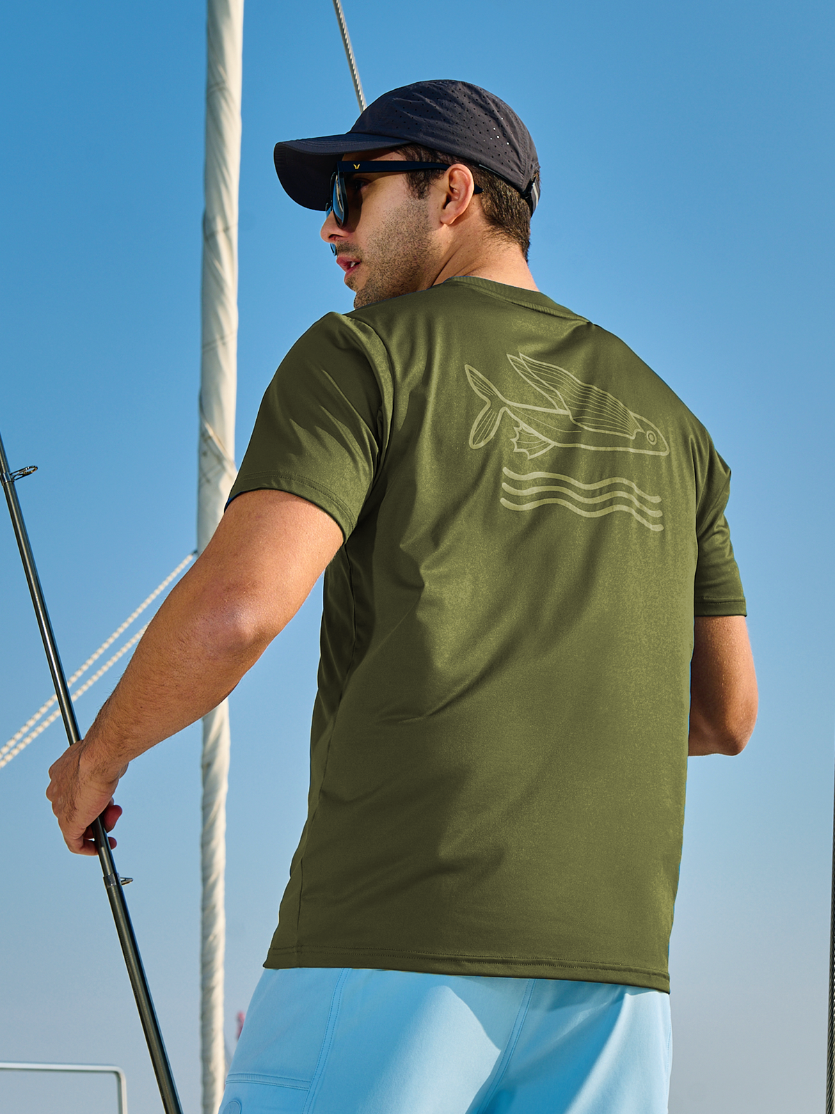 
Men's Short Sleeve Fishing T-Shirts UV Sun Protection Dry fit Swim Gym