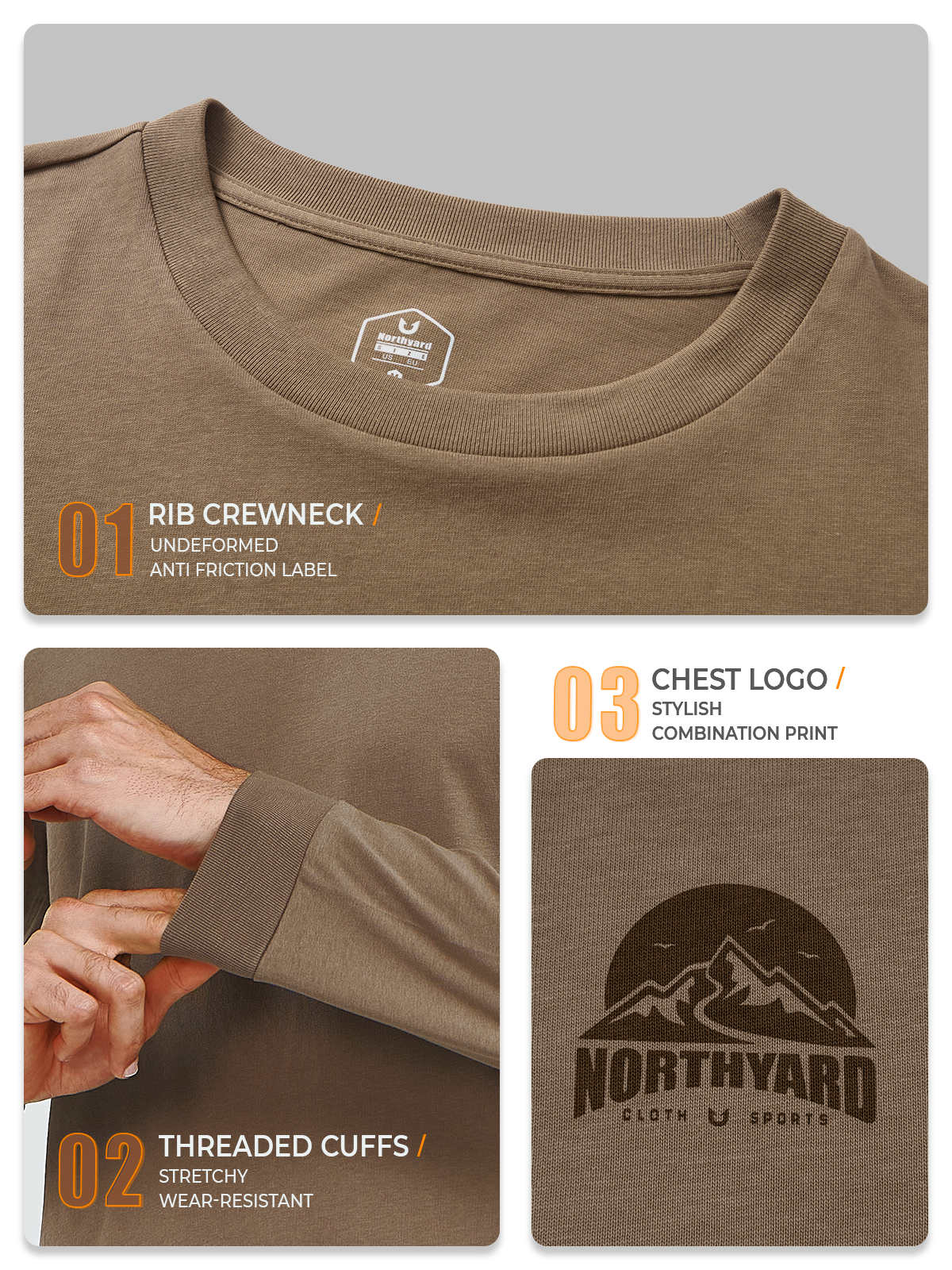 
Men's Cotton Long Sleeve T-Shirts Graphic Casual Crew Neck for Work