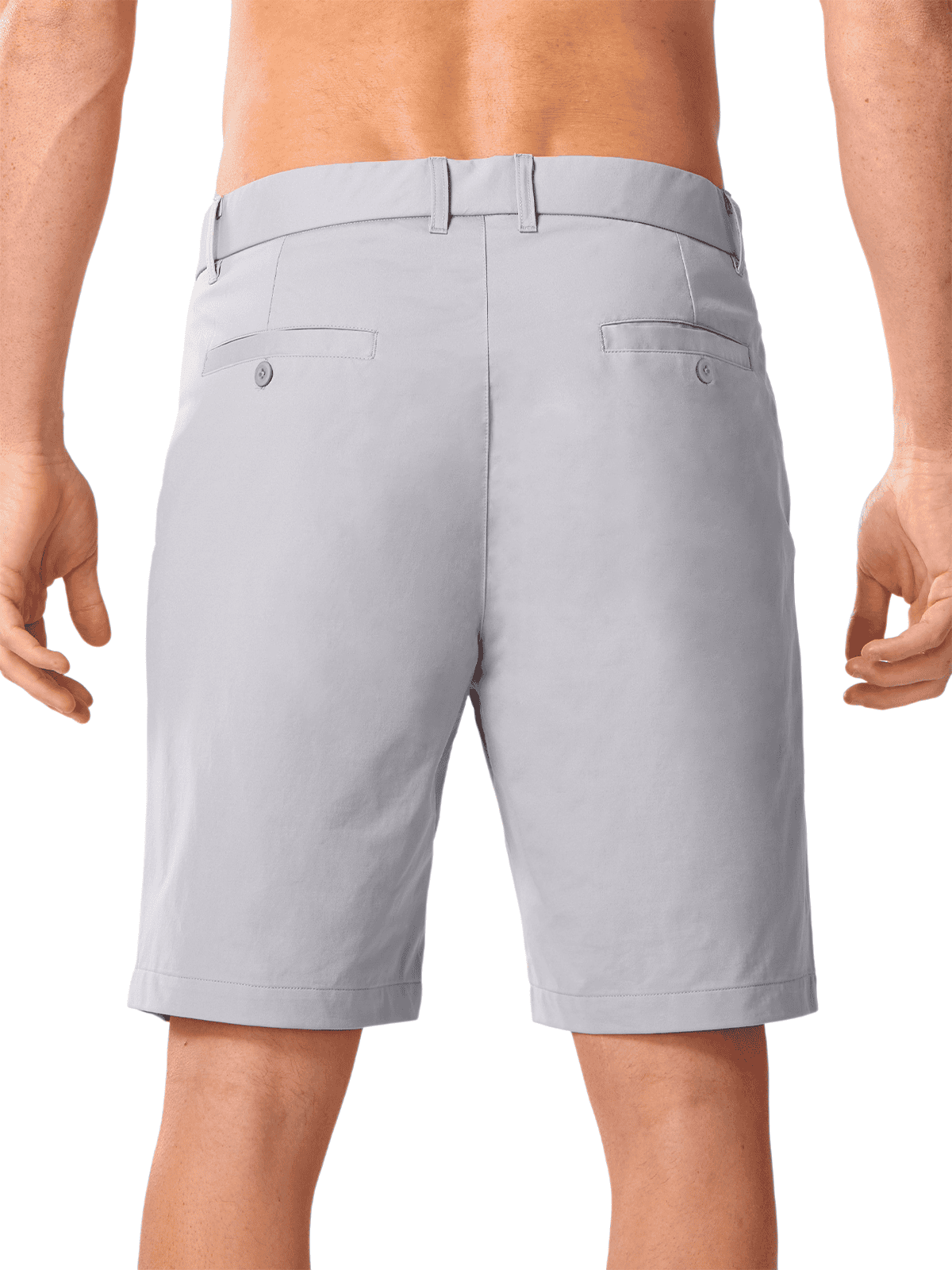 Lightgrey Men's Dress Casual Shorts - Back View Featuring Secure Button-Closure Welt Pockets