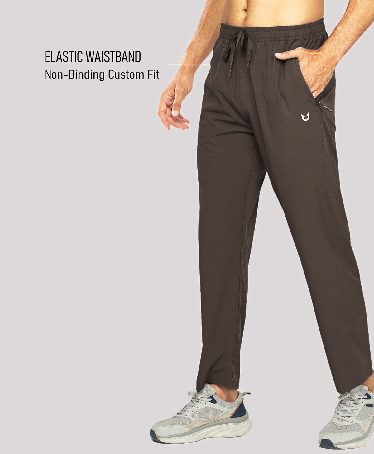 
Men's Lightweight Running Pants with Zipper Pockets — Brown