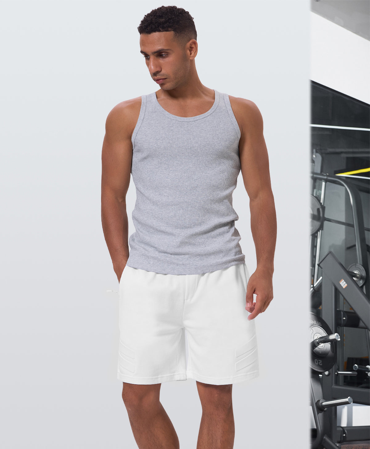 
Men's 7" Soft Cotton Sweat Shorts with Zip Pockets — White