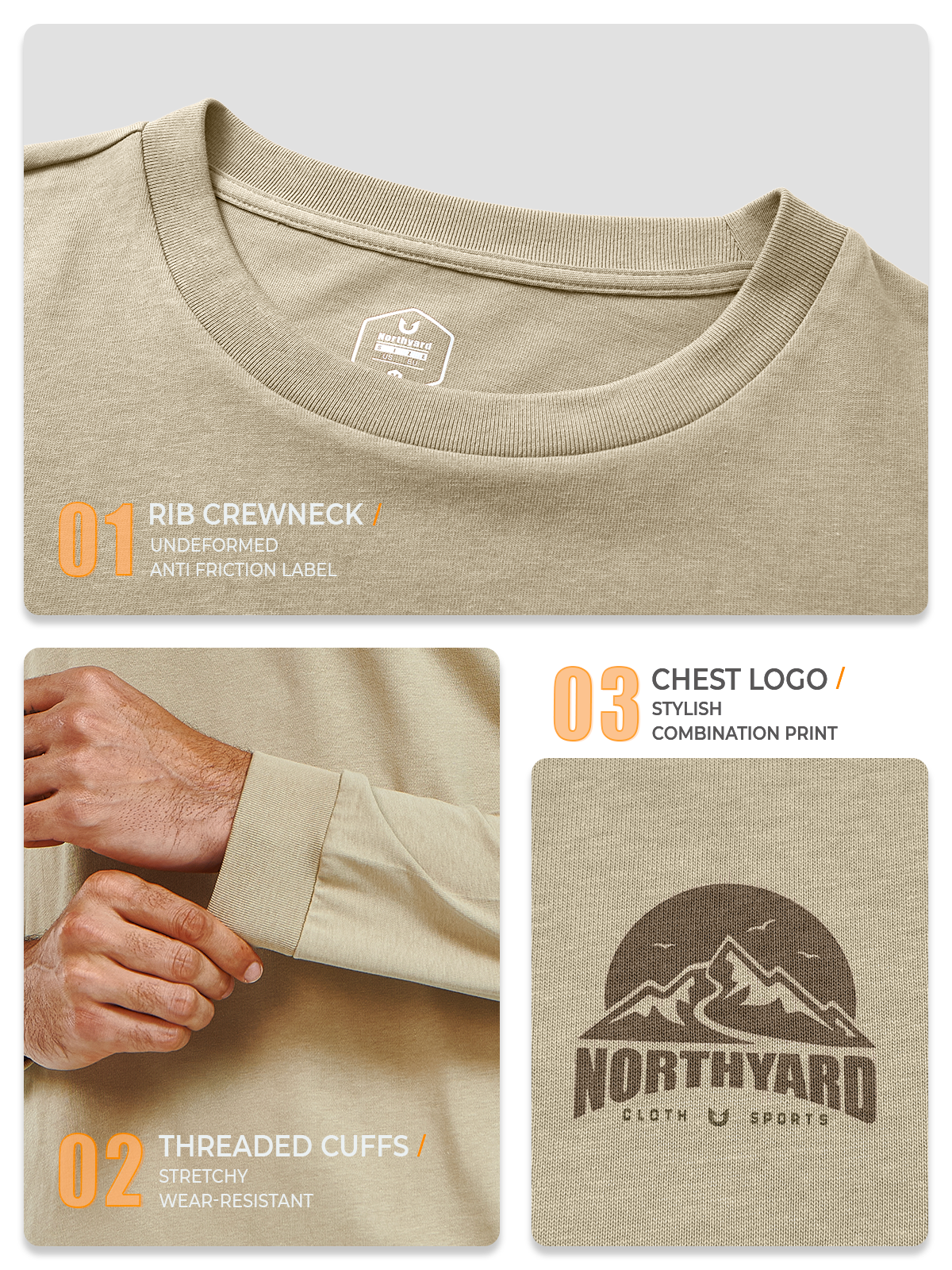 
Men's Cotton Long Sleeve T-Shirts Graphic Casual Crew Neck for Work