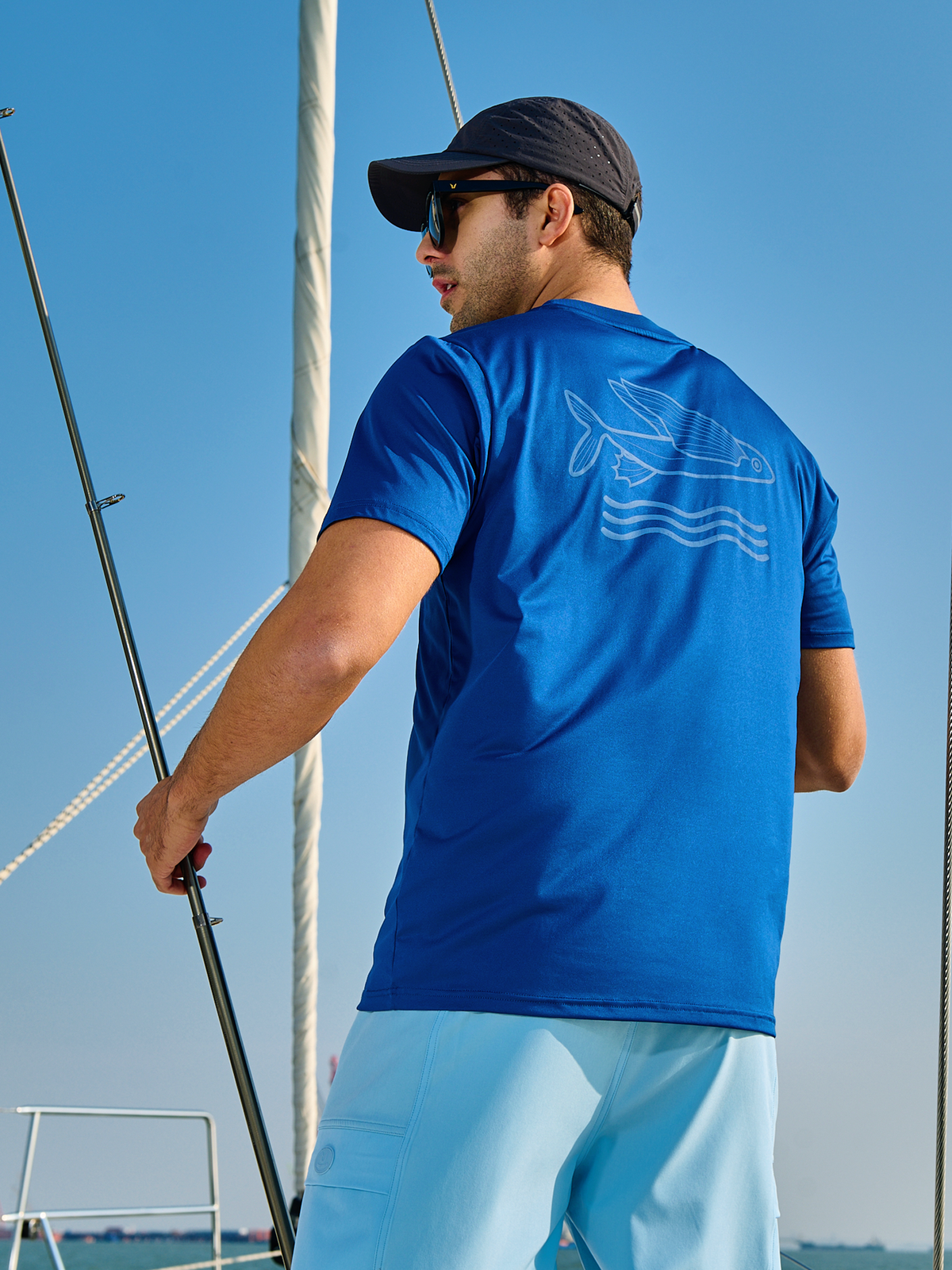 
Men's Short Sleeve Fishing T-Shirts UV Sun Protection Dry fit Swim Gym