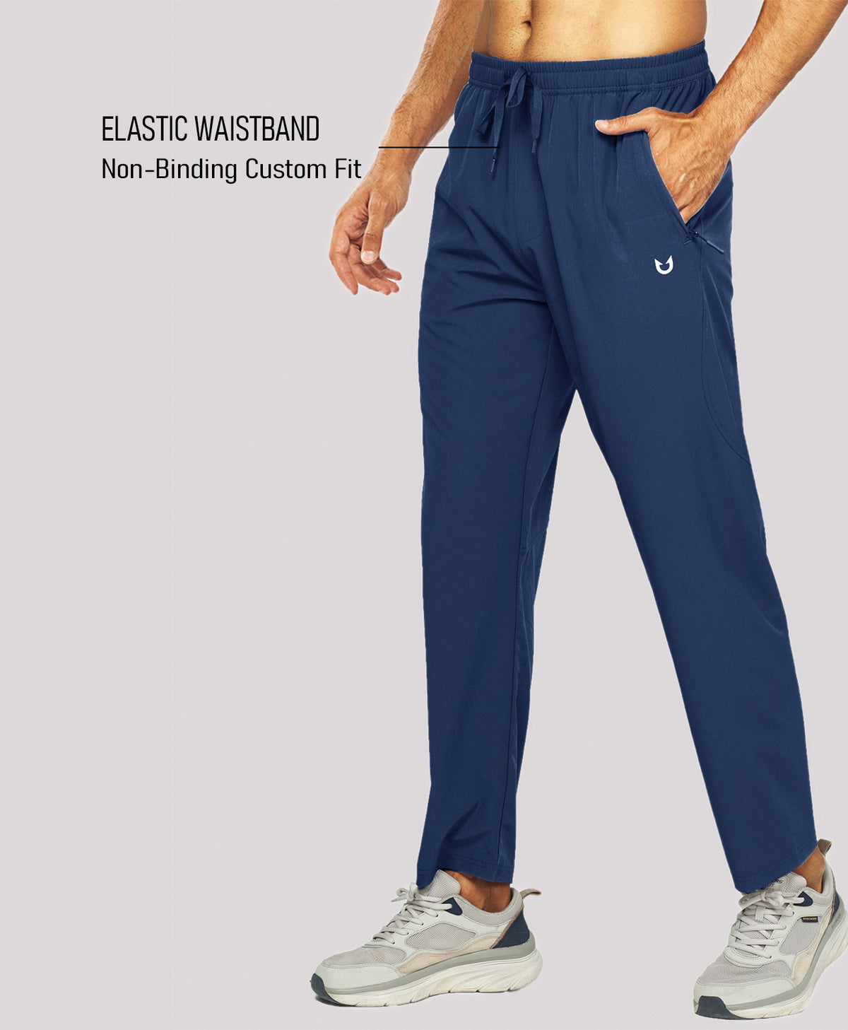 
Men's Lightweight Running Pants with Zipper Pockets — Dark Blue