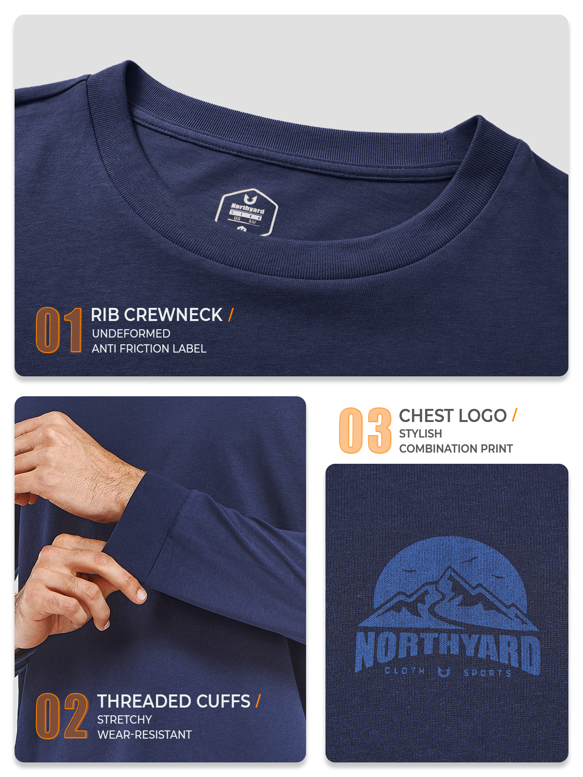 Men's Cotton Long Sleeve T-Shirts Graphic Casual Crew Neck for Work