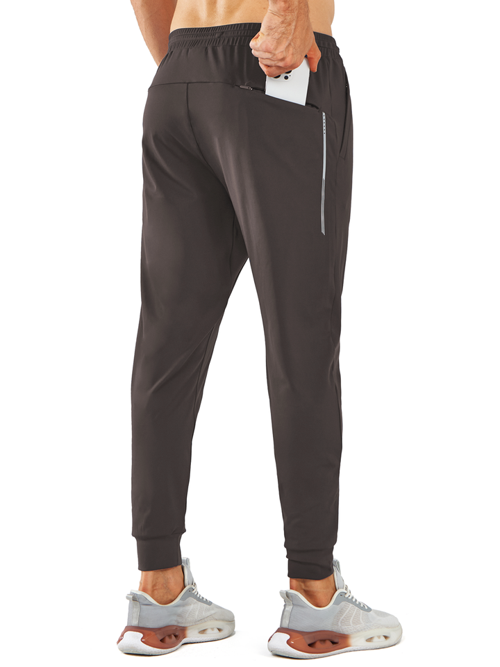 Northyard Men's Brown Workout Sweatpants Joggers with Zip Pockets Tapered For Running Back