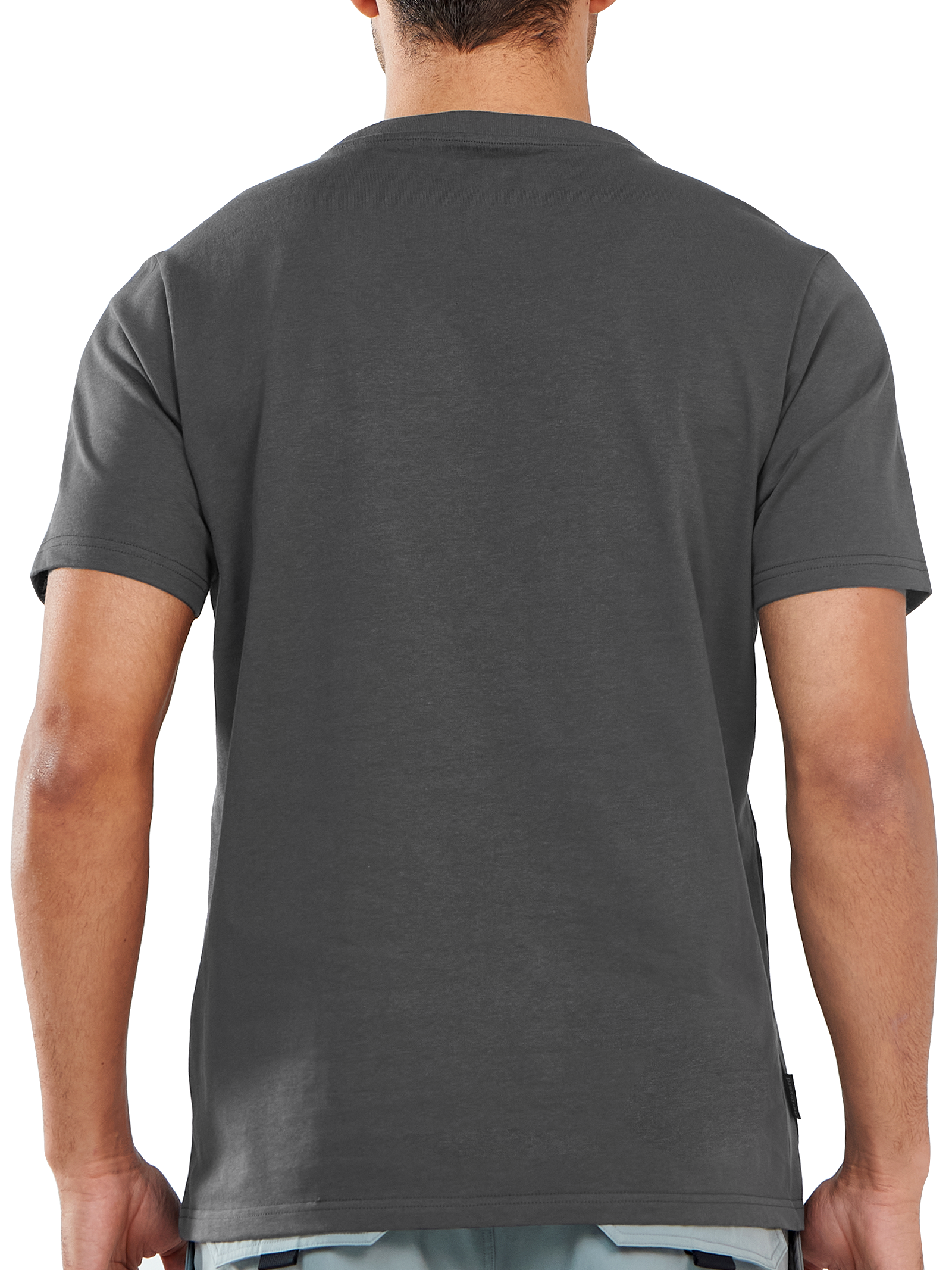 Men's Cotton Hiking Tee Shirts Heavyweight Casual Crewneck for Outdoor