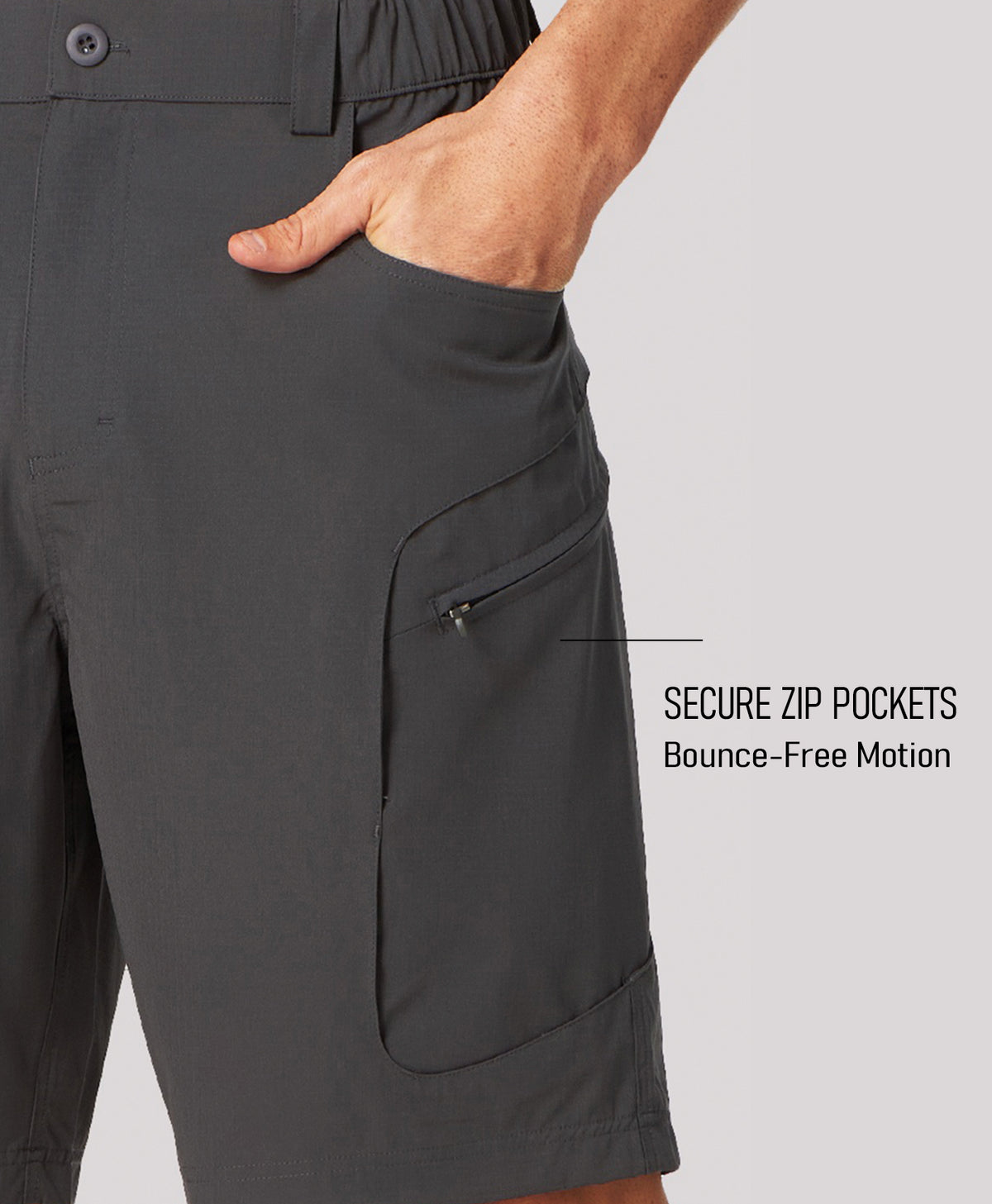 
Men's 9" Water-Resistant 4 Pockets Cargo Hiking Shorts — Dark Grey