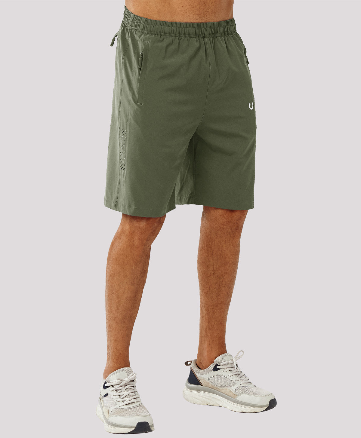 
Men's Hiking 9 Inch Inseam Athletic Shorts Quick Dry Fit Gym Workout — Army Green