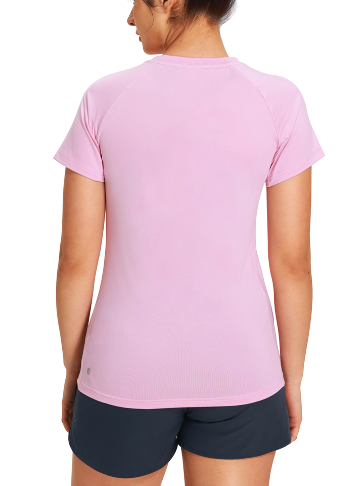 Women's Pink Yoga Compression Running T Shirts Back