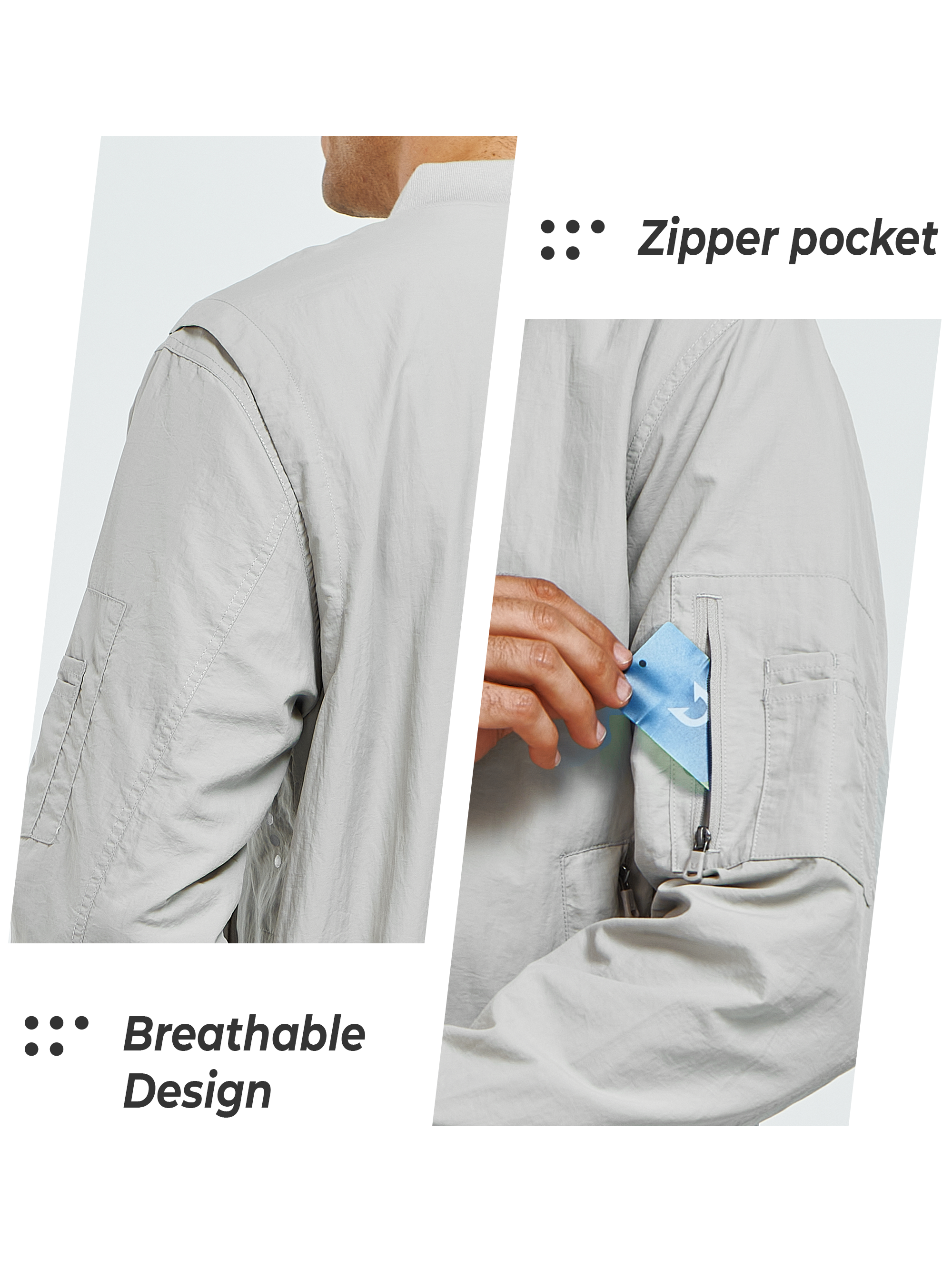 Men's Bomber Jacket Lightweight Casual Windbreaker Zip Up Windproof
