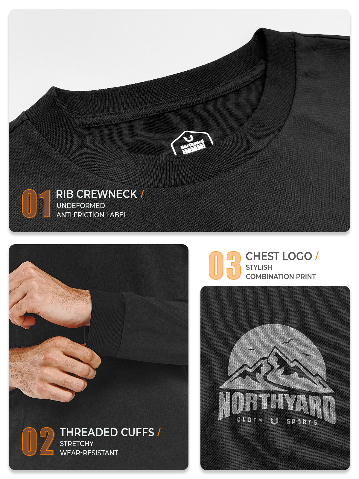 
Men's Cotton Long Sleeve T-Shirts Graphic Casual Crew Neck for Work