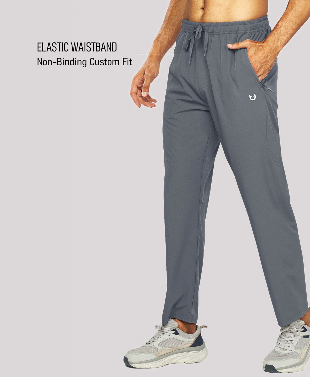 
Men's Lightweight Running Pants with Zipper Pockets — Smoke Grey