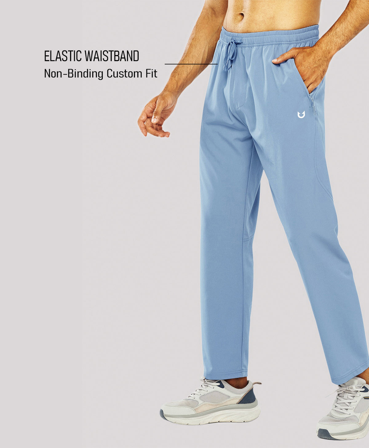 
Men's Lightweight Running Pants with Zipper Pockets — Light Sky