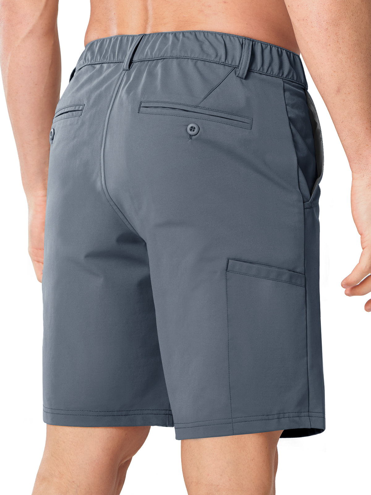 Coolgrey Men's Performance Work Shorts - Back View Featuring Secure Button-Closure Pockets