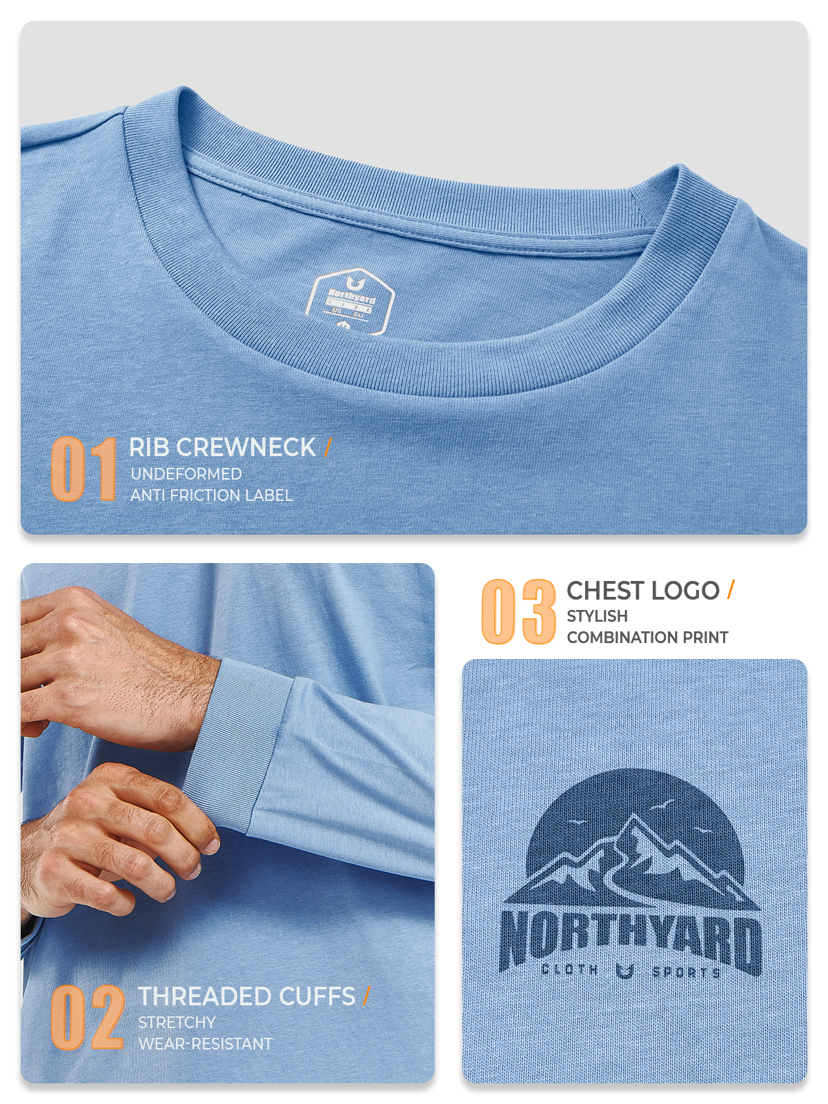 Men's Cotton Long Sleeve T-Shirts Graphic Casual Crew Neck for Work