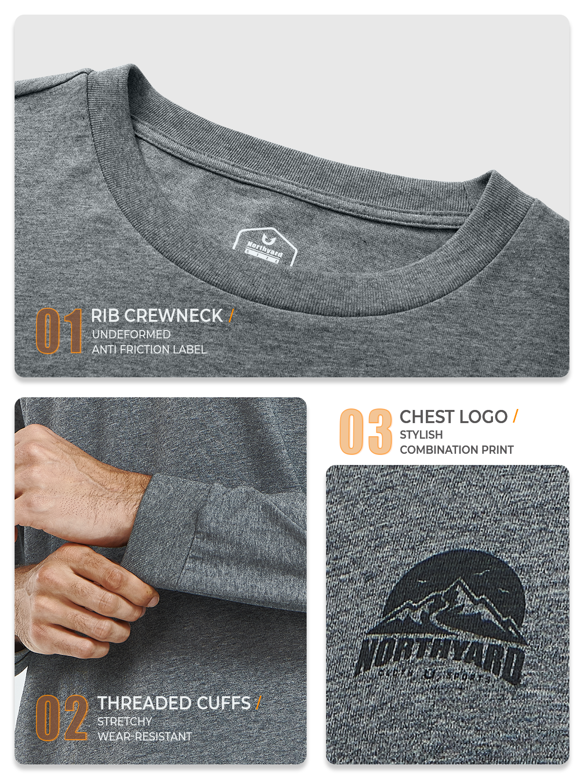 
Men's Cotton Long Sleeve T-Shirts Graphic Casual Crew Neck for Work
