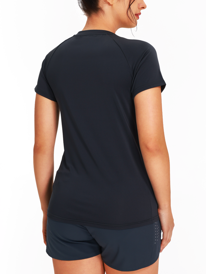 Women's Black Yoga Compression Running T Shirts Back