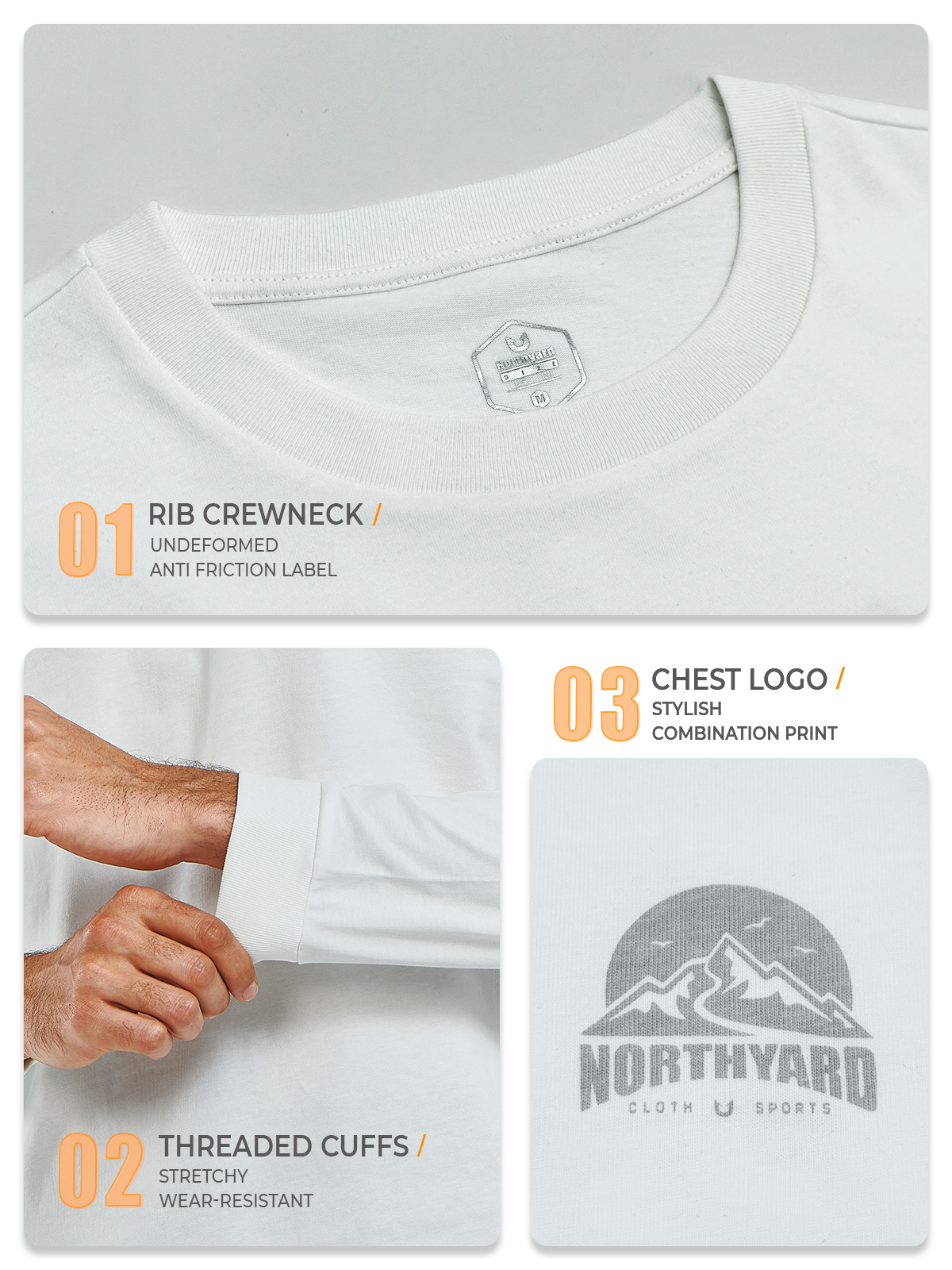 Men's Cotton Long Sleeve T-Shirts Graphic Casual Crew Neck for Work