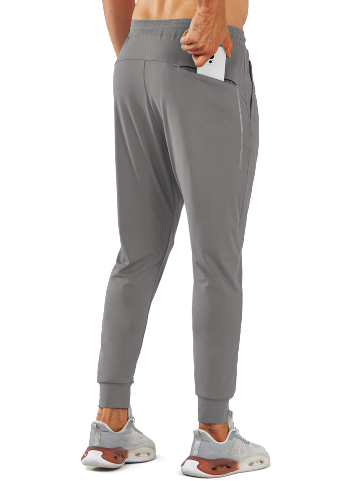 Northyard Men's Light Grey Workout Sweatpants Joggers with Zip Pockets Tapered For Running Back