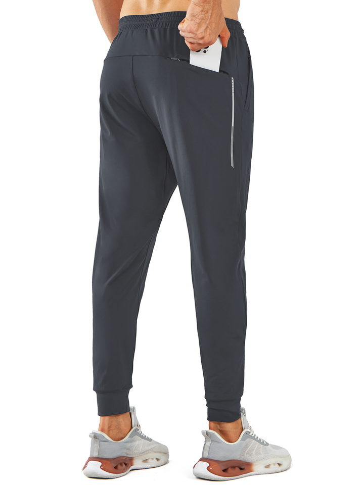 Northyard Men's Dark Grey Workout Sweatpants Joggers with Zip Pockets Tapered For Running Back