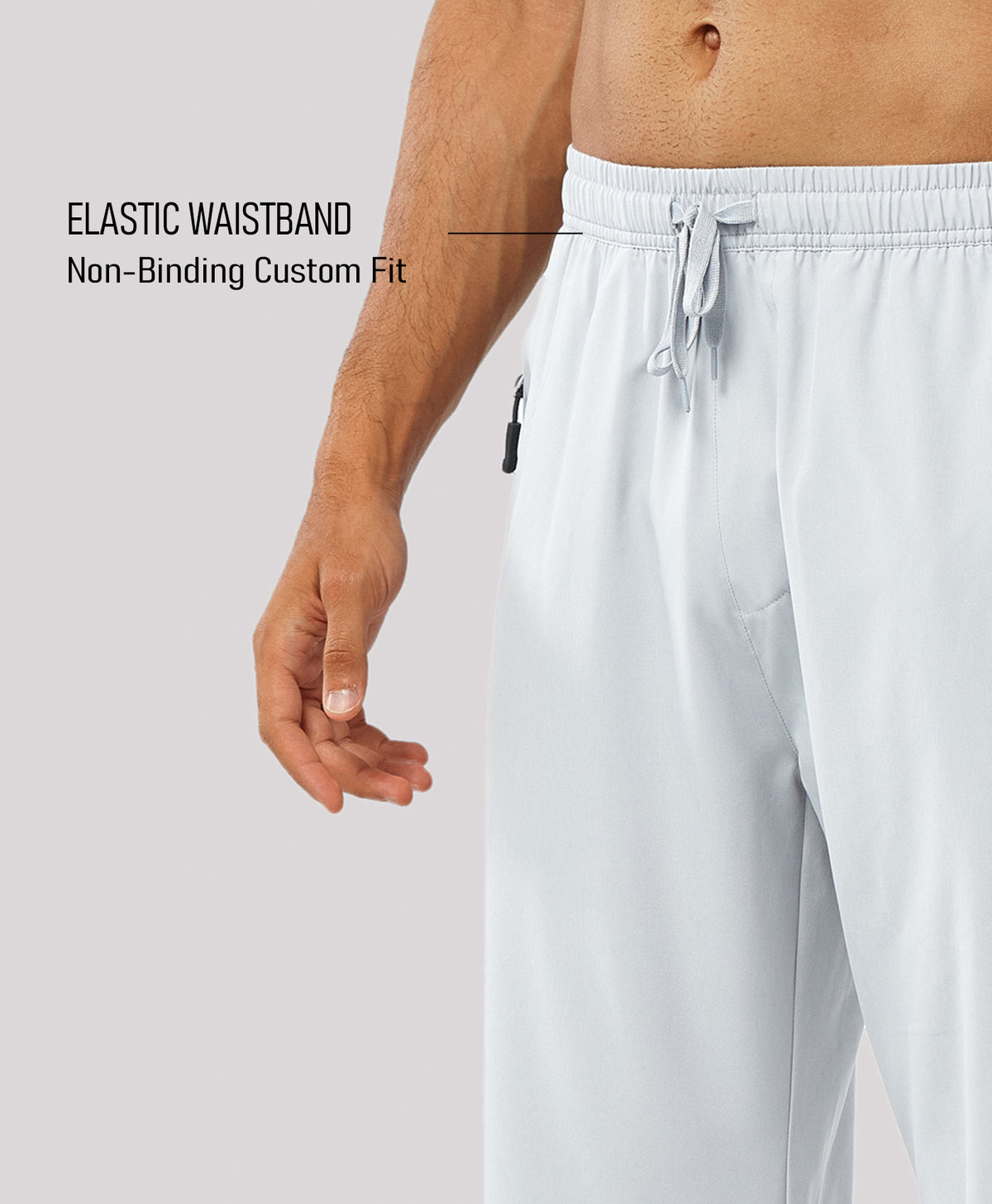 
Men's Lightweight Running Pants with Zipper Pockets — Light Grey