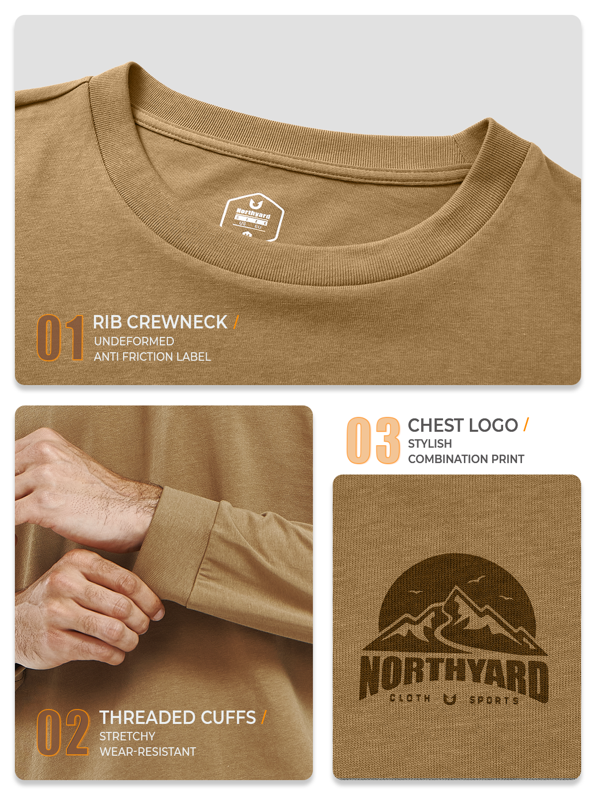 Men's Cotton Long Sleeve T-Shirts Graphic Casual Crew Neck for Work