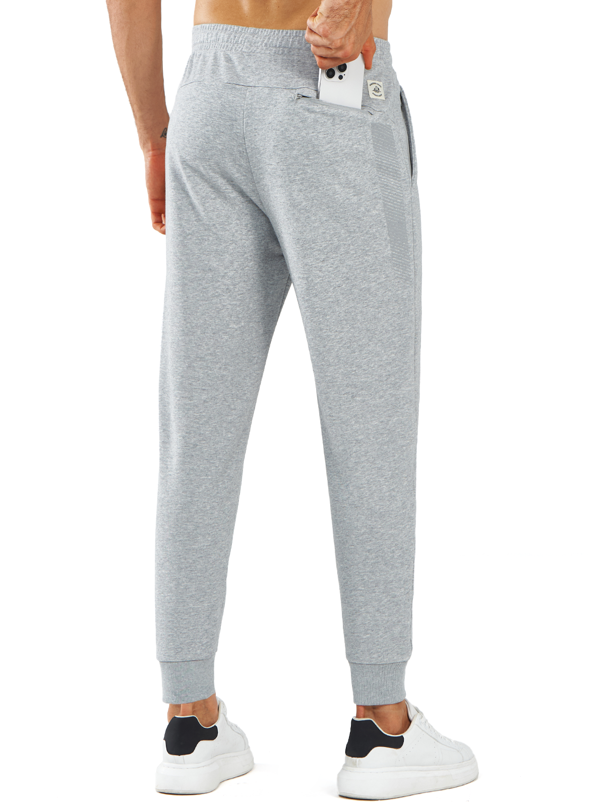 
Northyard Men's Grey Heather Cotton Athletic Works Sweatpants Spandex Joggers for Gym Running Back