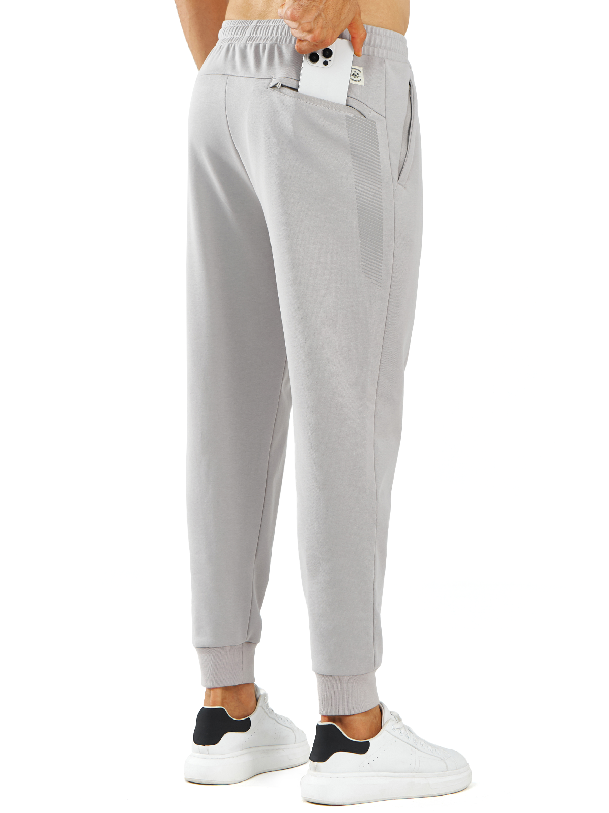 Northyard Men's Light Grey Cotton Athletic Works Sweatpants Spandex Joggers for Gym Running Back