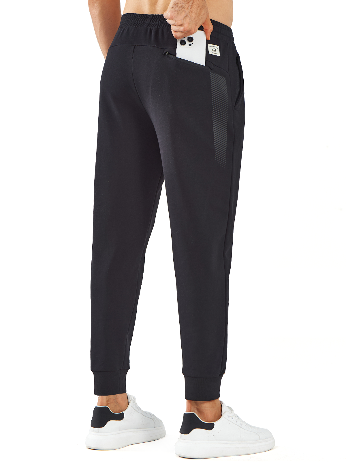 Northyard Men's Black Cotton Athletic Works Sweatpants Spandex Joggers for Gym Running Back