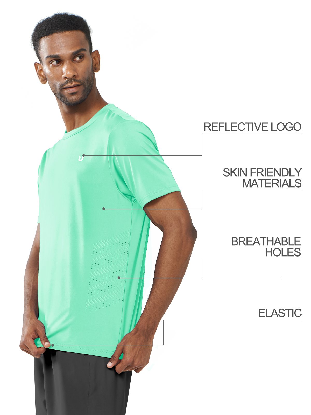 Men's Crew Workout T Shirts Performance Breathable for Gym Training