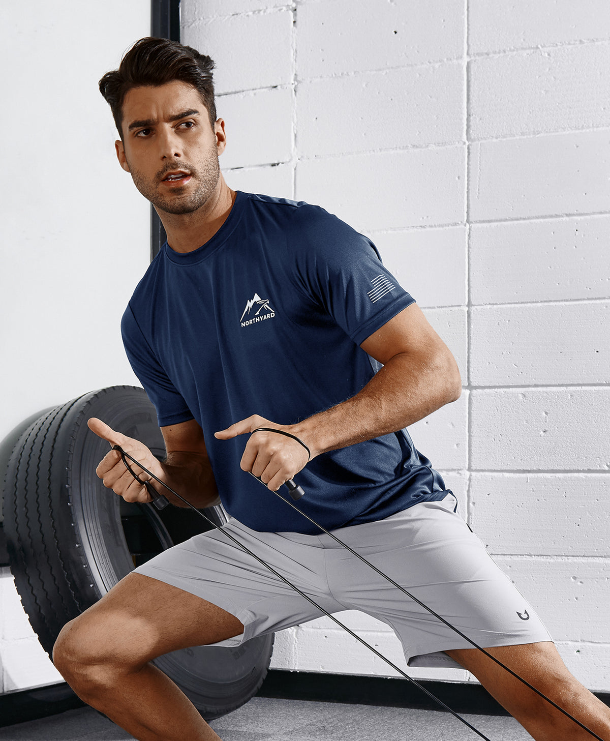 
Men's Athletic Running T-Shirts Short Sleeve Workout Dry fit Gym Sport — Navy