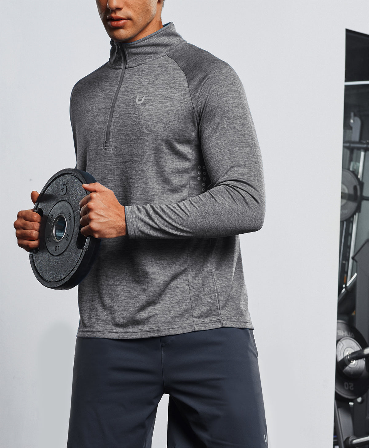
Men's 1/4 Zip Athletic Pullover Shirts Lightweight — Grey Heather