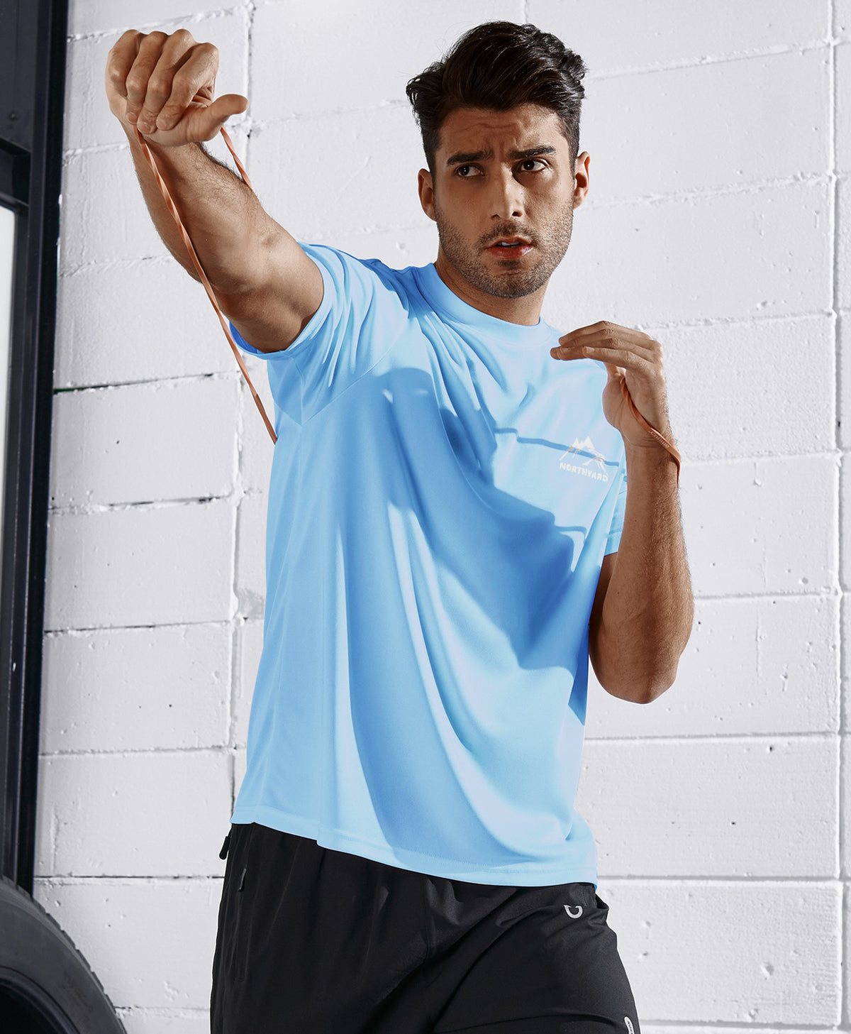 
Men's Athletic Running T-Shirts Short Sleeve Workout Dry fit Gym Sport — Sky Blue