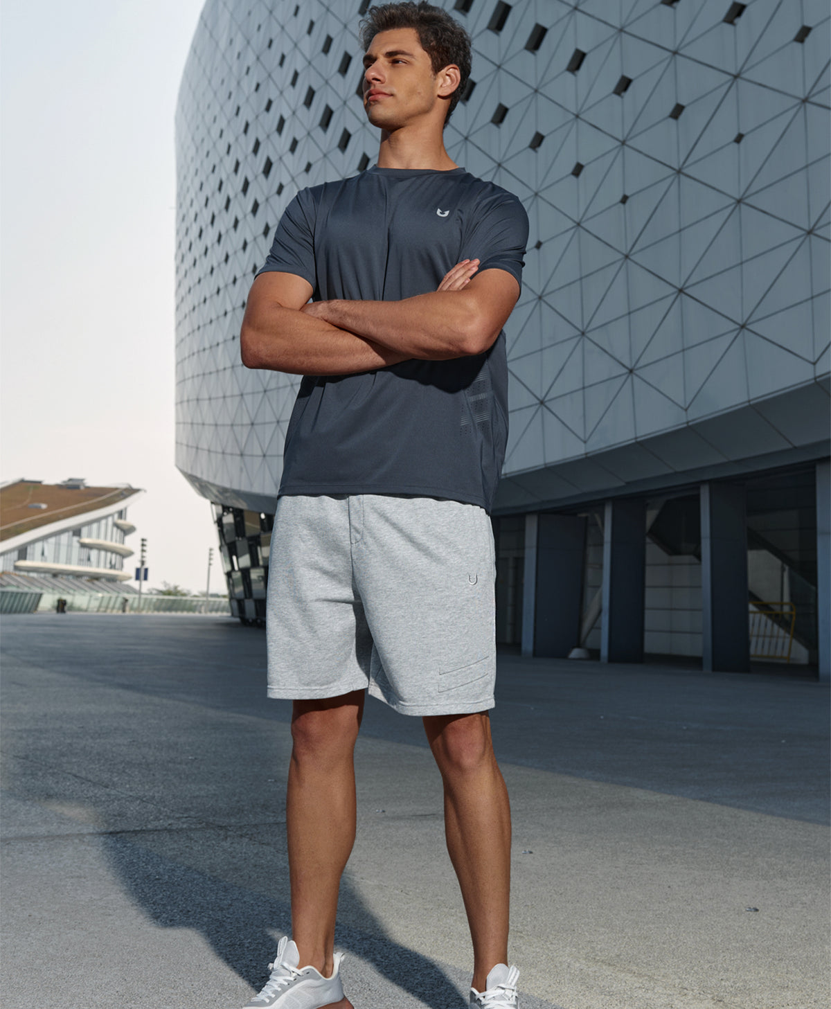 
Men's 7" Soft Cotton Sweat Shorts with Zip Pockets — Light Heather