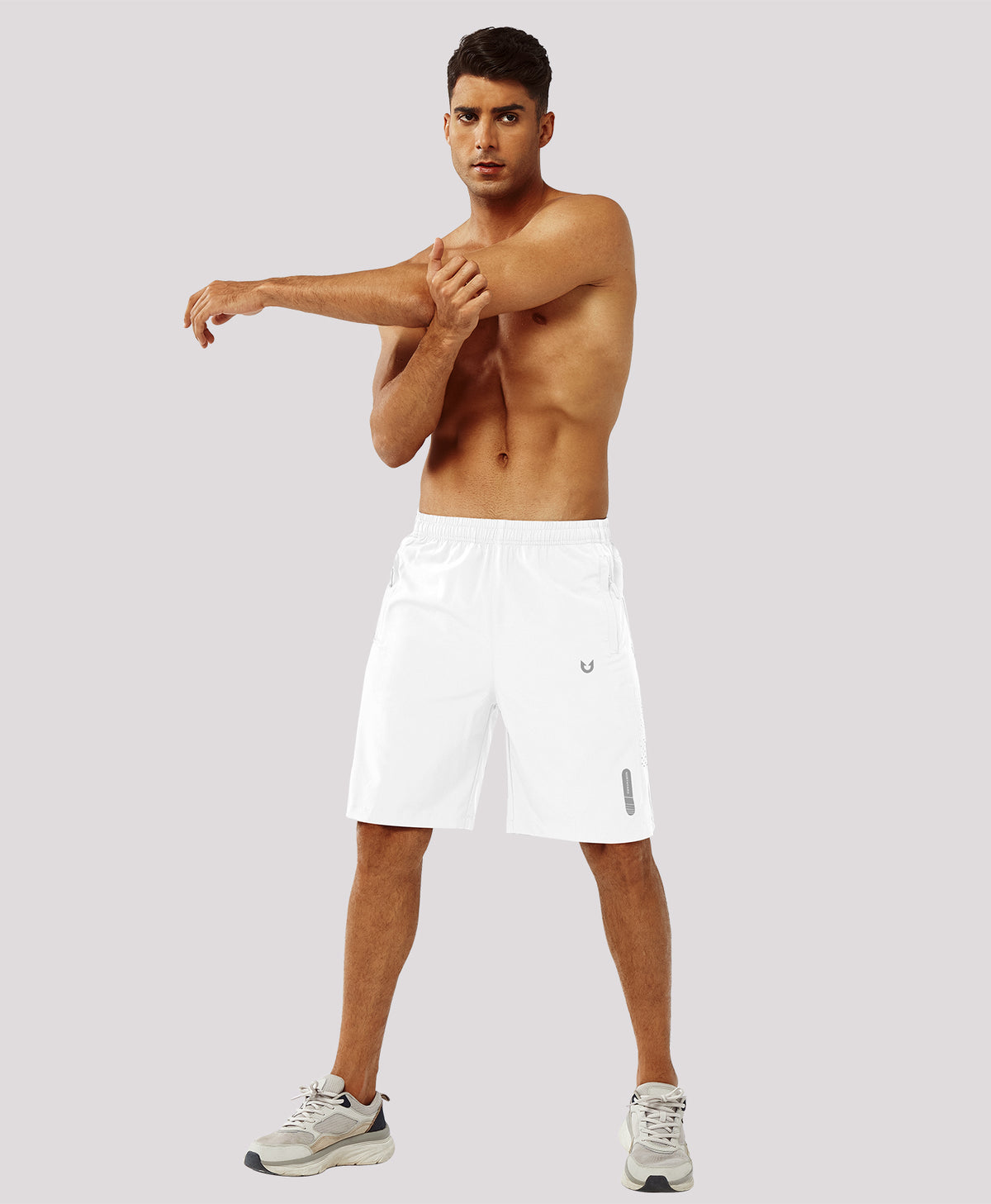
Men's Hiking 9 Inch Inseam Athletic Shorts Quick Dry Fit Gym Workout — White