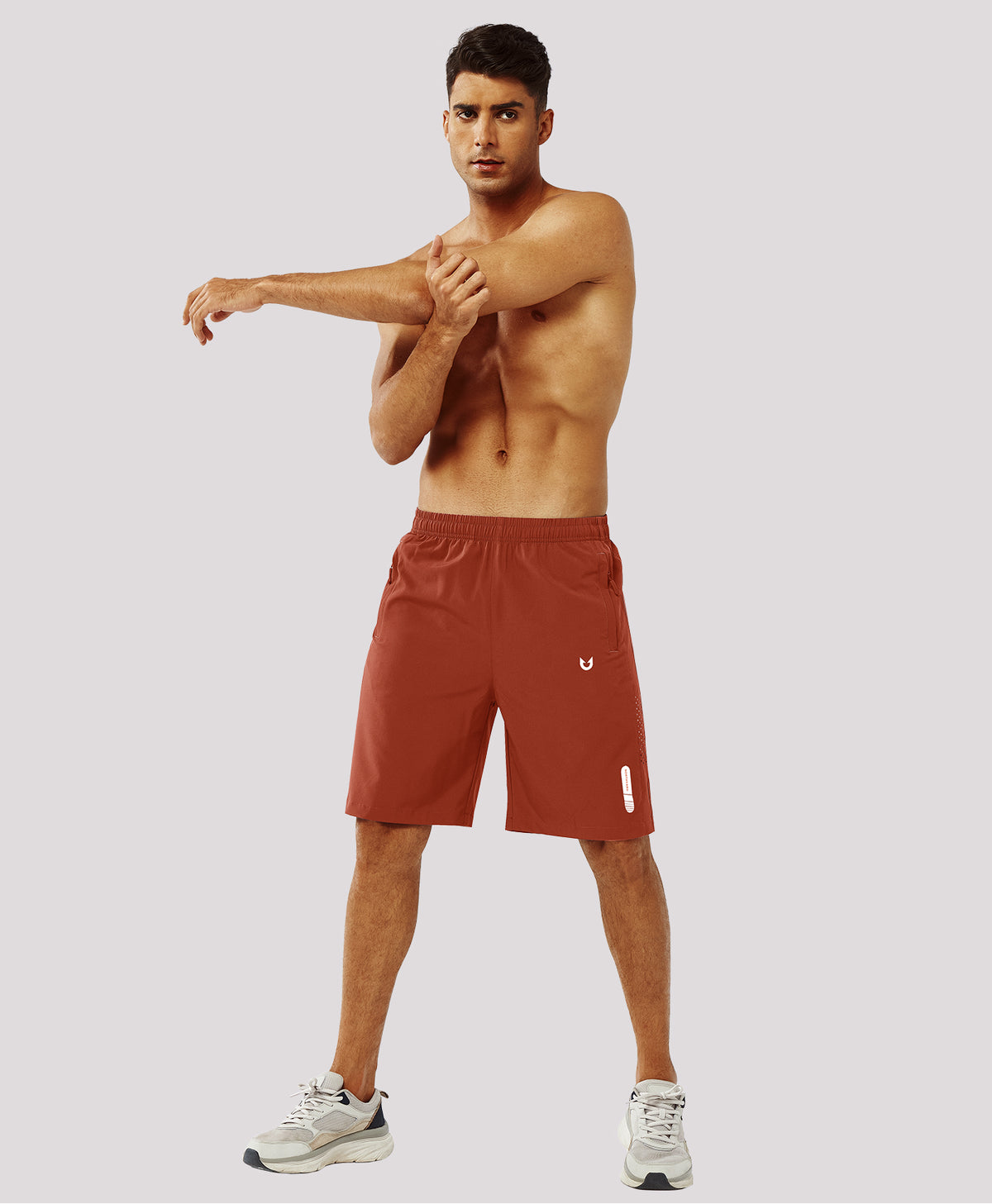 
Men's Hiking 9 Inch Inseam Athletic Shorts Quick Dry Fit Gym Workout — Red Clay