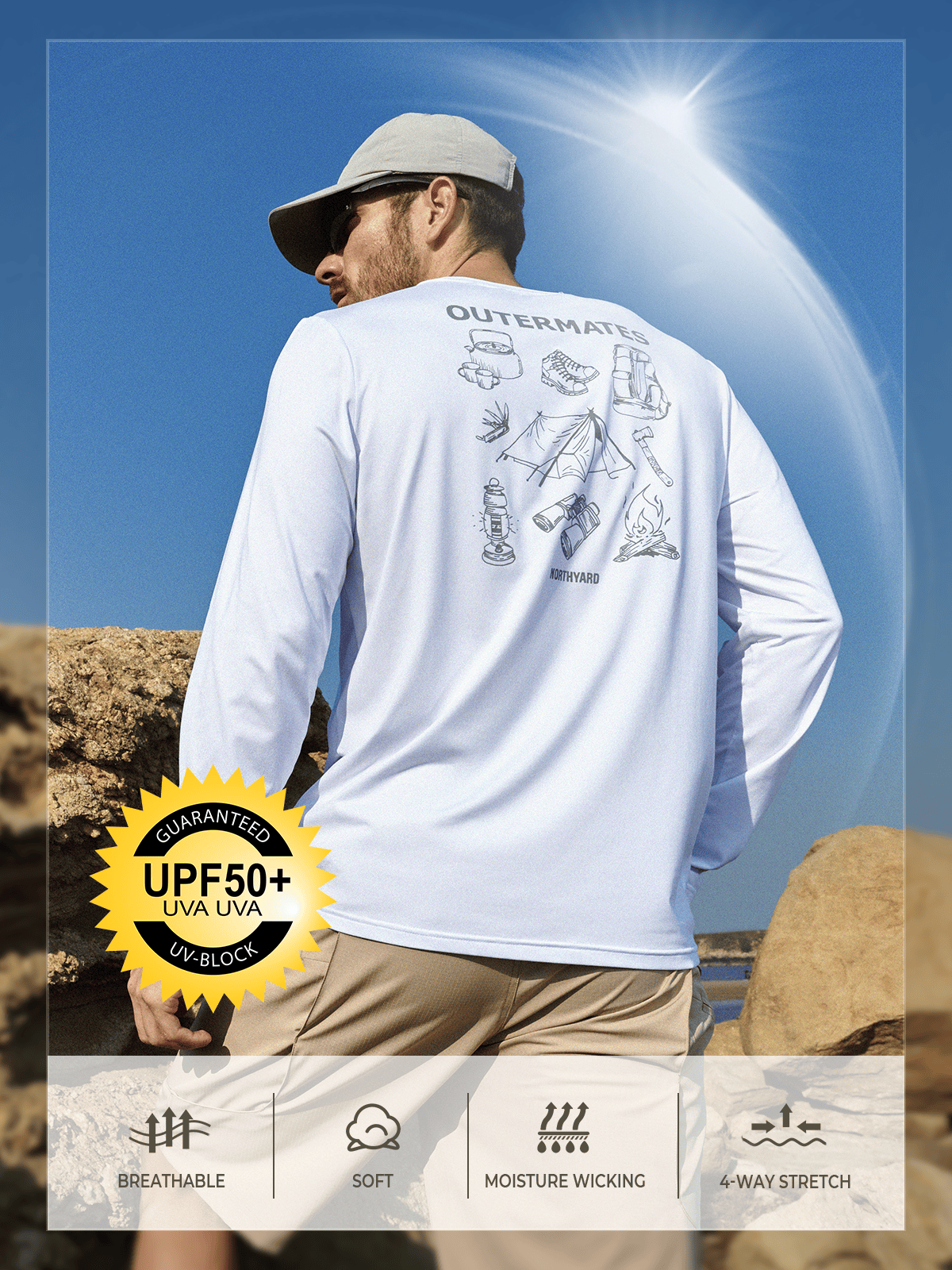 White UPF 50+ Certified UV Shield Sun Protection