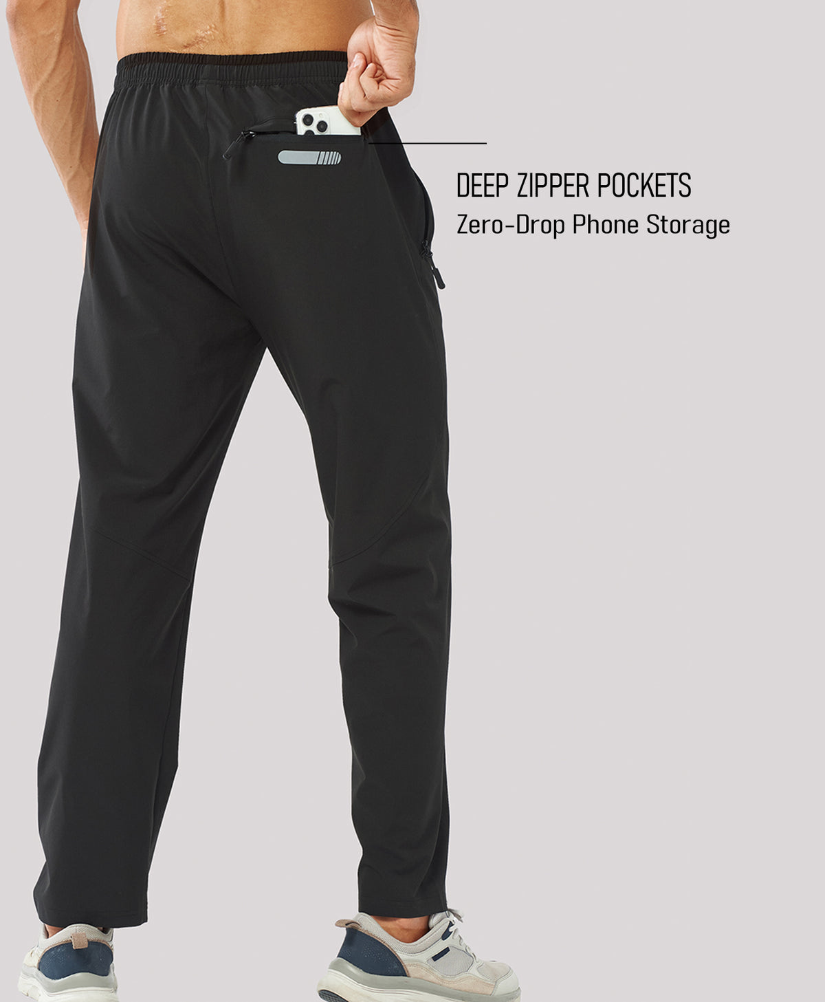 Northyard Men's Lightweight Running Pants with Zipper Pockets Water-Resistant Workout Sweatpants 
#color_black