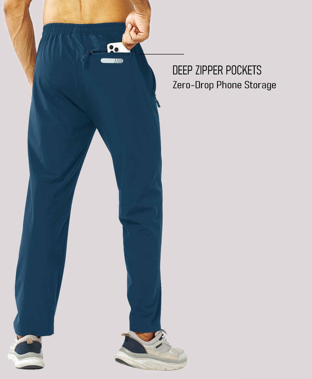 
Men's Lightweight Running Pants with Zipper Pockets — Sea Blue