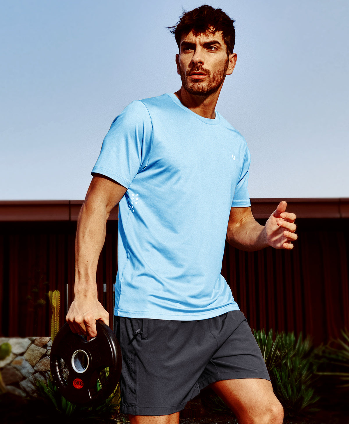
Men's Performance Workout Short Sleeve T-Shirts — Sky Blue
