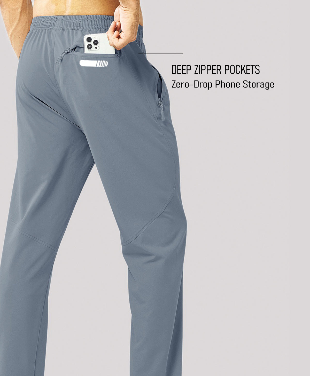 
Men's Lightweight Running Pants with Zipper Pockets — Cloud